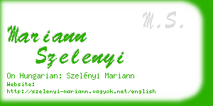 mariann szelenyi business card