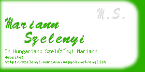 mariann szelenyi business card